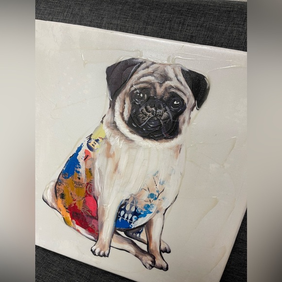 Pug Dog Wanna-Be Artist Canvas Art 14X14 - Picture 4 of 8